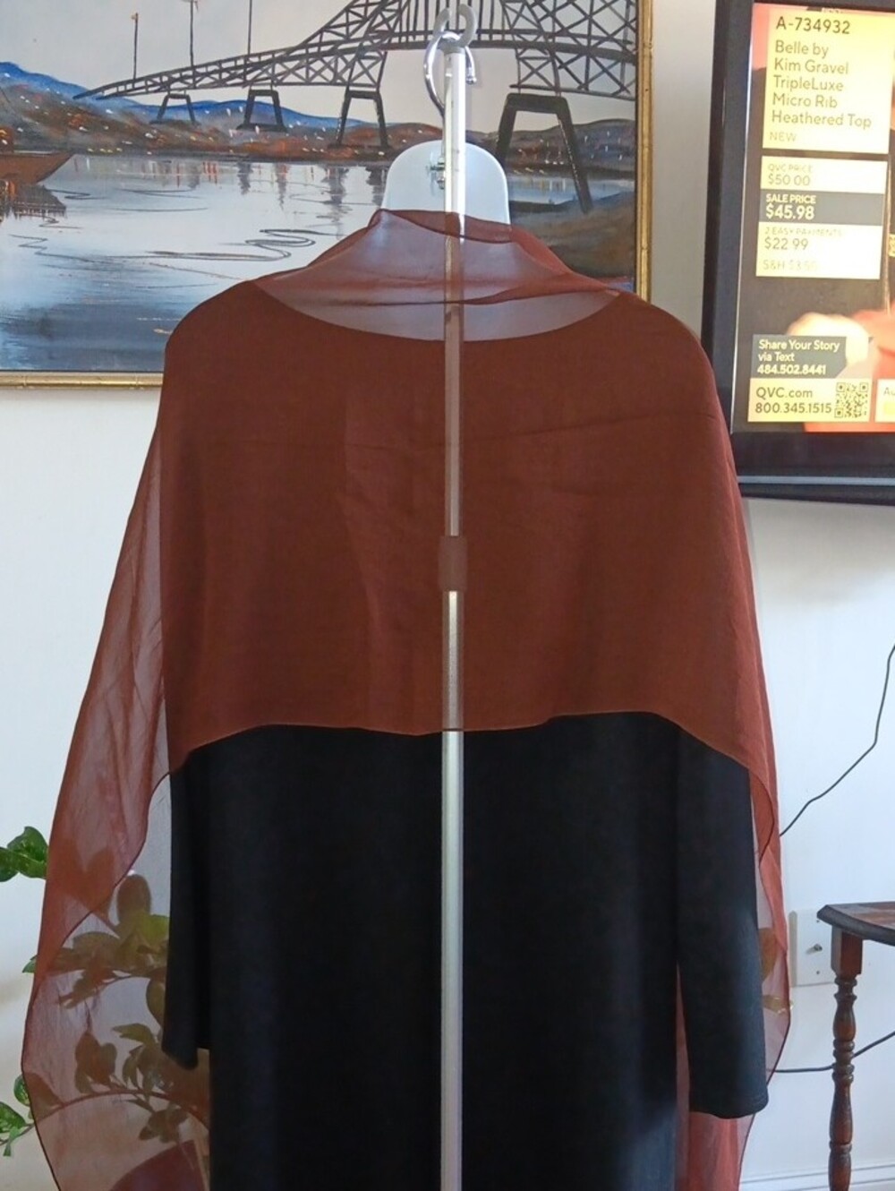 Front Shawl Cardigan - Rust Sheer - Picture 4 of 4